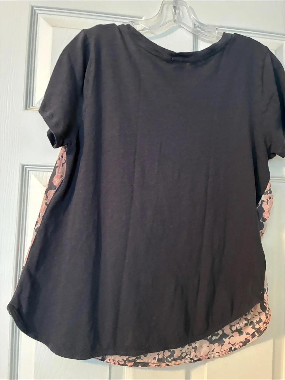 J. Crew Tee with Pink Floral Front Panel